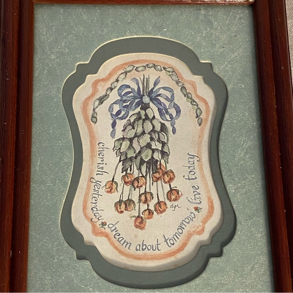 Vintage Figi Graphics Framed Print Cherish Yesterday Live Today Bouquet Wall Art